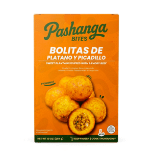 BOLITAS DE PLÁTANO Y PICADILLO /SWEET PLANTAIN SAVORY BEEF PASHANGA X 10OZ CAJA X 12